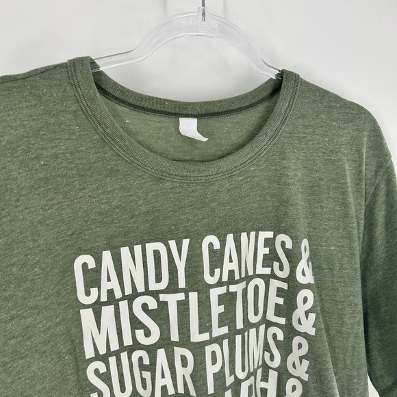 Pink Armadillos Green Christmas Red Sparkle Graphic Crewneck T-Shirt Women's XL - Picture 3 of 12